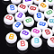 Initial Acrylic Beads, Horizontal Hole, Flat Round, Mixed Color, Letter.B, 7x3.5~4mm, Hole: 1.2mm, about 3700pcs/500g
