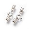 925 Sterling Silver Spring Ring Clasps, with Cord Ends, Silver, 21mm, Inner Size: 3mm