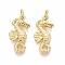 Brass Pendants, Sea Horse, with Jump Ring, Real 16K Gold Plated, 22x12x2mm, Hole: 3mm