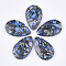 Synthetic Gold Line Regalite/Imperial Jasper/Sea Sediment Jasper Pendants, Dyed, teardrop, Royal Blue, 48x30~30.5x7mm, Hole: 1.4mm