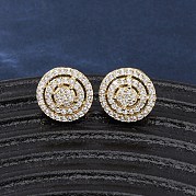 Латунные плоские круглые серьги-гвоздики с микропаве из прозрачных кубических цирконий EJEW-H165-05G
