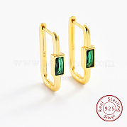 Серьги-кольца из серебра 925 пробы с микропаве из циркония прямоугольной формы GM1394-1