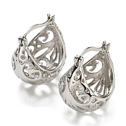 Серьги-кольца с полой корзиной EJEW-G355-03P