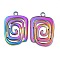 Ion Plating(IP) 304 Stainless Steel Pendants, Vortex Charm, Rainbow Color, 28.5x20x2mm, Hole: 2.7mm