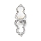 Brass Clear Cubic Zirconia Fold Over Clasps, Cadmium Free & Nickel Free & Lead Free, with Natural Shell, Gourd, Platinum, 30.5mm