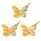 Rack Plating Brass Enamel Pendants, with ABS Imitation Pearl and Jump Ring, Cadmium Free & Lead Free, Real 18K Gold Plated, Long-Lasting Plated, Butterfly Charm, Mixed Color, 24x33x5mm, Hole: 5mm