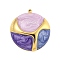 Ion Plating(IP) 304 Stainless Steel Pendants, with Enamel, Real 18K Gold Plated, Half Round Charm, Colorful, 26x24x5mm, Hole: 1.5mm