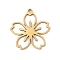 5Pcs 201 Stainless Steel Pendants, Laser Cut, Hollow Flower Charm, Golden, 18x17x1mm, Hole: 1.2mm