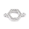 Brass Micro Pave Cubic Zirconia Links, Long-Lasting Plated, Hexagon, Clear, Platinum, 7.5x12.5x2mm, Hole: 1mm