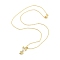 Brass Micro Pave Clear Cubic Zirconia Pendant Necklaces, with ABS Beads, Girl, Real 18K Gold Plated, 17.83 inch(453mm)