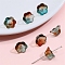 10Pcs Gradient Color Transparent Glass Bead Caps, Six-Petal Flowers, Orchid, Colorful, 12x7mm