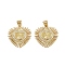 Brass Micro Pave Clear Cubic Zirconia Pendants, Heart, Real 16K Gold Plated, 22x22x2.5mm, Hole: 3x4mm