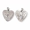 Brass Micro Pave Cubic Zirconia Pendants, Cadmium Free & Nickel Free & Lead Free, with Glass Rhinestone, Heart Wing Charms, Platinum, 18.5x18x3mm, Hole: 5.5x3mm