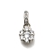 Brass Micro Pave Cubic Zirconia Pendants, Flower Charms, Long-Lasting Plated, Lead Free & Cadmium Free, Rack Plating, Platinum, 9.5x7x3mm, Hole: 5x2.5mm