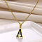 304 Stainless Steel Black Enamel Initial Pendant Twisted Chain Necklaces, Golden, Letter A, 15.75 inch(40cm)