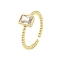 304 Stainless Steel Micro Pave Cubic Zirconia Cuff Rings for Women, Rectangle, Real 18K Gold Plated, Adjustable, rectangle: 6.5x8.5mm