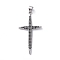 Brass Micro Pave Cubic Zirconia Pendants, Cross, Black, Platinum, 38.8x20x2mm, Hole: 4x5mm