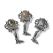 Angel Brass Natural Indian Agate Pendants, with Jump Ring, Antique Silver, 38x19.5x7.5~9.5mm, Hole: 2x6.5mm
