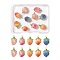 10Pcs 5 Colors Handmade Flower Pendants, with Brass Peg Bails and Glass Micro Beads, Bud, Golden, Mixed Color, 2pcs/color