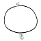 Waxed Cord Necklaces, K9 Glass Pendant Necklaces, Teardrop, Clear AB, 17.72 inch(45cm)