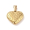 PVD Vacuum Plating 304 Stainless Steel Pendants, Textured, Heart Charm, Golden, 18.5x20x5.5mm, Hole: 6x3mm