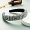 Bling Bling Glass Beaded Hairband, Wide Edge Headwear, Party Hair Accessories for Women Girls, Light Steel Blue, 30mm