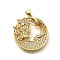 Rack Plating Brass Micro Pave Cubic Zirconia Pendants, Long-Lasting Plated, Lead Free & Cadmium Free, Butterfly Charms, Real 18K Gold Plated, 27.5x25.5x4mm, Hole: 5mm