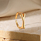 Alloy Adjustable Open Cuff Rings, Real 18K Gold Plated, Letter Y, Inner Diameter: Adjustable