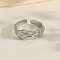Stainless Steel Open Cuff Rings, Wave Pattern, Stainless Steel Color, 7.9mm, US Size 7(17.3mm)
