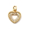 Brass Micro Pave Cubic Zirconia Pendants, Heart Charms, Lead Free & Cadmium Free, Long-Lasting Plated, with Jump Ring, Real 18K Gold Plated, 11x10x2mm, Hole: 3mm