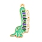 Alloy Enamel Pendants, Golden, Dinosaur with Book, 33.5x18.5x1.5mm, Hole: 1.8mm
