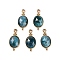 Natural Apatite Faceted Pendans, Golden Plated Brass Oval Charms, 20.5x9.5x5.5mm, Hole: 1.7mm