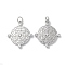 Rack Plating Brass Micro Pave Cubic Zirconia Pendants, Long-Lasting Plated, Lead Free & Cadmium Free, Dainty Compass Coin, Platinum, 24x21x2.8mm, Hole: 3.4mm