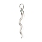 Snake Brass Micro Pave Cubic Zirconia Pendants, with Jump Ring, Long-Lasting Plated, Cadmium Free & Lead Free, Rack Plating, Platinum, 27x3.5x2mm