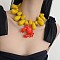 Red Crab Pendant Resin Teardrop Beaded Necklaces for Women, with Alloy Clasps, Golden, Gold, 20.08 inch(51cm)
