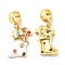 Real 18K Gold Plated Brass Micro Pave Cubic Zirconia Pendents, with Enamel, Lead Free & Cadmium Free, Christmas Socking, White, 26.5mm, Pendent: 18x15x4.5mm, Hole: 5mm
