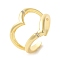 Heart Brass Micro Pave Cubic Zirconia Open Cuff Rings, Cadmium Free & Lead Free, Wide Band Rings, Real 18K Gold Plated, Inner Diameter: 17mm