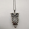 Owl Alloy Pendant Necklace with Rhinestone for Women Men, Black, 19.69 inch(50cm)