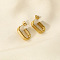 Stainless Steel Triple U-Shaped Stud Earrings, Real 18K Gold Plated, 21x6mm