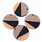 Resin & Walnut Wood Pendants, Flat Round, Sandy Brown, 28x3mm, Hole: 2mm