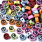 Opaque Acrylic Beads, with Enamel, Flat Round with Peace Sign, Mixed Color, 7x4mm, Hole: 1.6mm