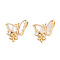 Brass Micro Pave Cubic Zirconia Pendants, Cadmium Free & Nickel Free & Lead Free, with Shell, Butterfly, Real 18K Gold Plated, 13.5x15.5x3~4.8mm, Hole: 1.5x2.5mm