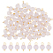 80Pcs Natural Rose Quartz Round Charms, with Golden Plated Brass Loops, 13~14x8mm, Hole: 2.5~2.6mm