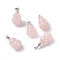 Natural Rose Quartz Pendants, with Platinum Tone Brass Findings, Gourd Charm, 29.5x18mm, Hole: 6x4mm