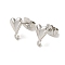 Rack Plating Brass Studs Earrings Findings, Long-Lasting, Lead Free & Cadmium Free, Heart, Platinum, 11x7.5mm, Hole: 1.6mm, Pin: 0.7mm