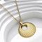 Flat Round 304 Stainless Steel Pendant Necklaces, Ion Plating(IP), Real 18K Gold Plated, 17.99 inch(45.7cm)