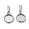 304 Stainless Steel Pendant Cabochon Settings, Flat Round, Stainless Steel Color, Tray: 8mm, 18.5x10x3.5mm, Hole: 2.5x6mm