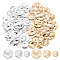 arricraft 60 Pcs 3 Sizes Brass Flat Round Links, Textured Flat Round Blank Tag Link Connectors, Pendants Links Connectors for DIY Jewelry Making, Platinum/Golden