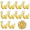 10Pcs Rack Plating Brass Pendants, with Jump Ring, Lead Free & Cadmium Free & Nickel Free, Long-Lasting Plated, Letter W, 17x18x4.5mm, Hole: 2.5mm