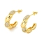 Brass Micro Pave Clear Cubic Zirconia Stud Earrings for Women, Letter C, Real 16K Gold Plated, 25x6mm